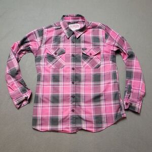 Women's Dixxon Pink Shreddy Flannel. Size L large